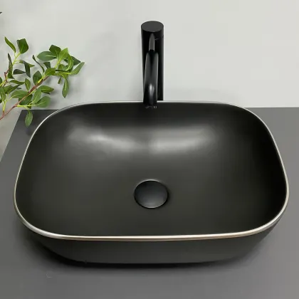 Умивальник (раковина) VBI RAVENNA BLACK MATT SILVER EDGE накладний — Photo 3