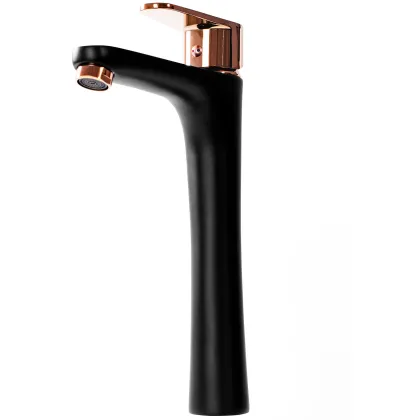 Змішувач для раковини (умивальника) REA MILD BLACK ROSE GOLD високий * — Photo 1