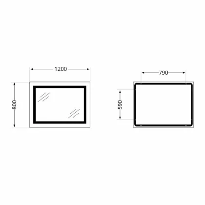 Дзеркало Lidz Kubis (KU1) 1200х800 з LED-підсвічуванням Touch, з антизапотіванням, з димером, рег. яскравості LDKUB120080049008 — Photo 1