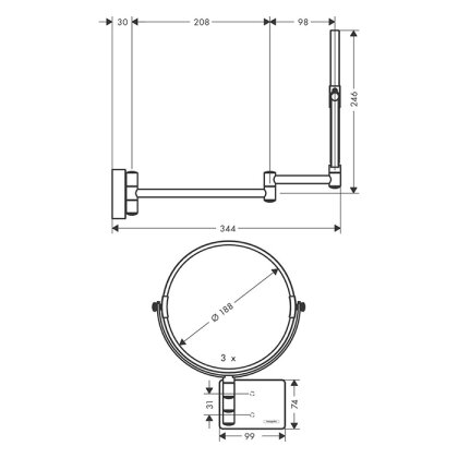 Косметичне зеркало HANSGROHE ADDSTORIS 41791670, чорний — Photo 1