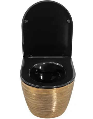 Підвісний унітаз REA CARLO FLAT BRUSHED GOLD BLACK золотий — Photo 3