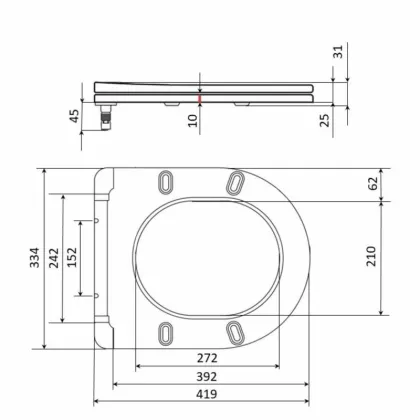 Сидіння для унітазу Qtap (Evia, Arvin, Leo 630) 410x330x22 мм, White, з мікроліфтом, Slim Duroplast, Quick Release QTSC179W49264 — Photo 1