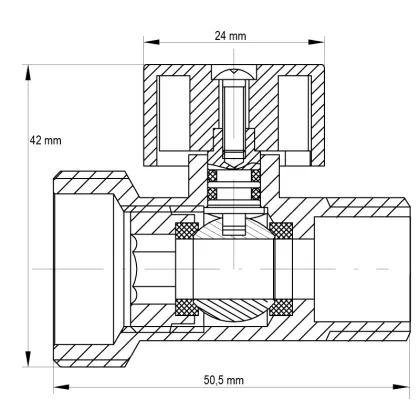 Кран триходовий 1/2Mx3/4Mx1/2F Koer KR.515 (KR0103) — Photo 2