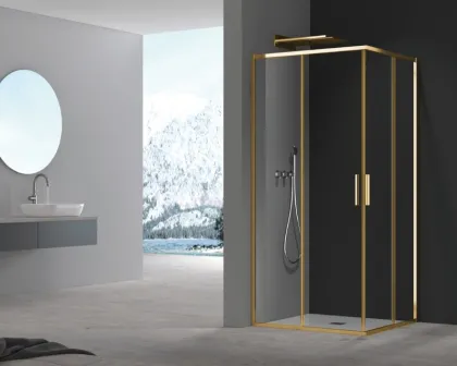Душова кабіна без піддону Koer SR SC10-90x90x195-TR-12 прозоре скло Easy Clean 6мм, матове золото (KR5943) — Photo 14