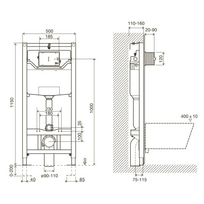 Комплект: ARCHITECTURA Directflush унітаз підвісний 37*53см у когось з функцією Slow closing 4694HR01 + IMPRESE комплект інсталяції 3в1 — Photo 2