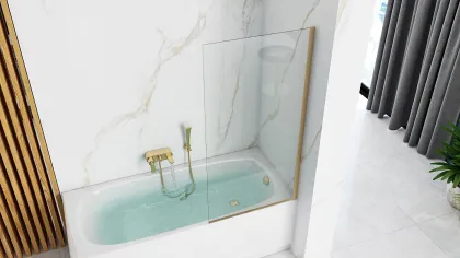 Шторка для ванни REA ELEGANT 80 GOLD постійна — Photo 1