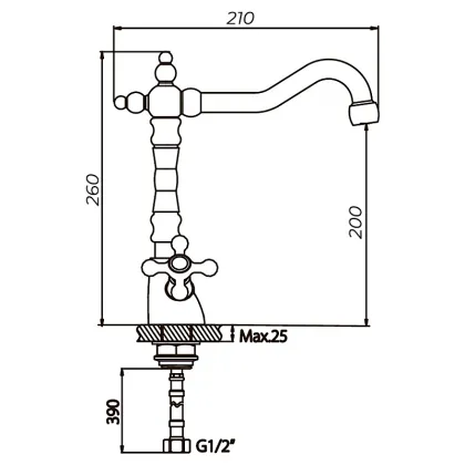 Змішувач для кухні Haiba Dominox 777 (HB0095) — Photo 1