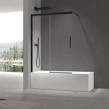 Шторки скляні на ванну розсувні Koer SR BS06-120x150-TR-07 прозоре скло Easy Clean 6мм, графіт (KR5947) — Photo 5