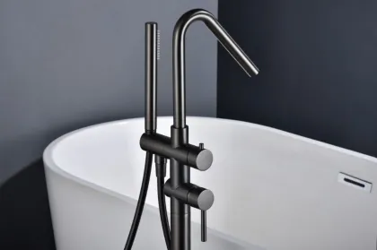 IMEX CORCEGA PVD BLACK GUN METAL Підлоговий змішувач для ванни, PVD графіт — Photo 1