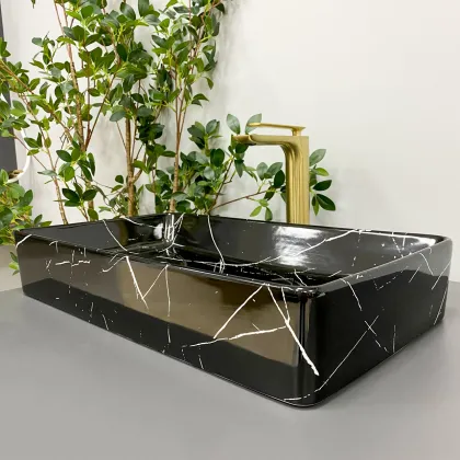 Умивальник (раковина) VBI TRIEST BLACK MARMO GLOSSY накладний — Photo 2