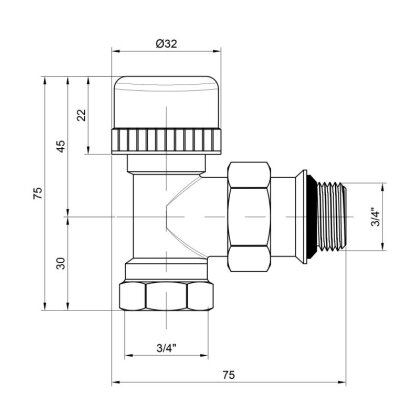 Кран термостатичний SD Plus 3/4&quot; ВЗ з антипротіканням для радіатора кутовий SD350W20 — Photo 1