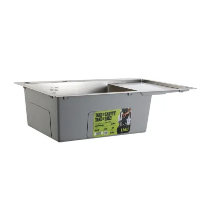 Мийка для кухні інтегрована Lidz Handmade Max 500 H7849R Brushed Steel, 3,0/1,0 мм, крило праворуч, збільшена чаша LDH7849RBRU49464 — Photo 3