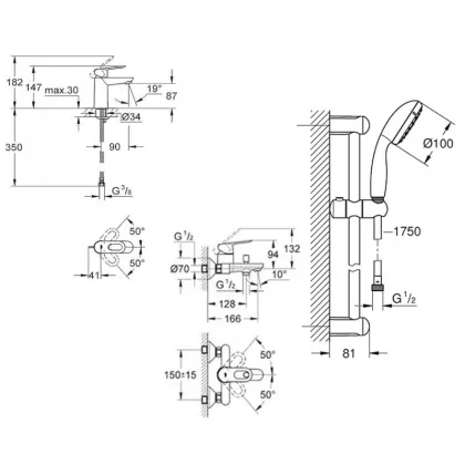 Набір змішувачів для ванни S-Size Grohe BauLoop (123214S) — Photo 1