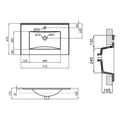 Раковина Qtap Albatross New 710x465x180 White без донного клапана QT0111750670W1 — Photo 1