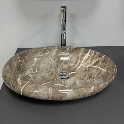 Умивальник (раковина) VBI VICENZA M BROWN STONE GLOSSY накладний — Photo 1