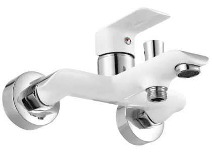Змішувач для ванни та душу REA BLOOM WHITE CHROME настінний з виливом * — Photo 2