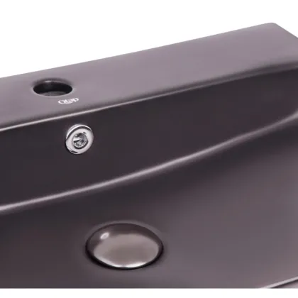 Раковина Qtap Nando 600х420х130 Matt black з донним клапаном QT1211K4041MB — Photo 4