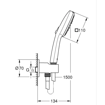 Душовий набір з настінним ручним душем Grohe Tempesta Cube 110 3 режими, чорний матовий (269102433) — Photo 2