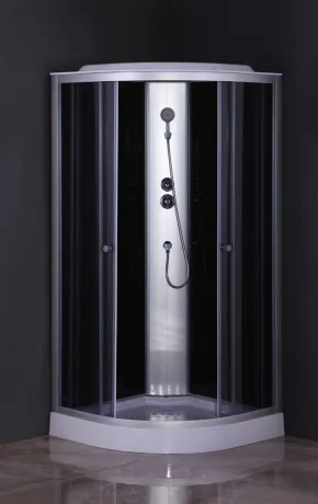 Бокс душовий без гідромасажу Mixxus STRONG SB02-90x90x215-GR SATIN з низьким піддоном (MI6887) — Photo 6