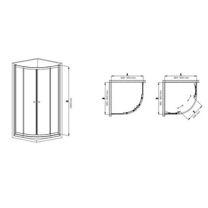 Душова кабіна без піддону Mixxus Premium DIVERSE SC01-90x90x195-TR Chrome прозоре скло 5мм (MI6859) — Photo 2
