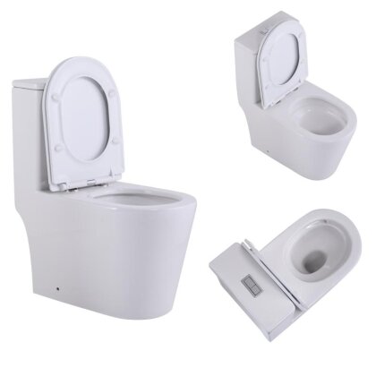 Унітаз-моноблок підлоговий Qtap Swan Ultra Quiet безобідковий з сидінням Soft-close WHITE QT16226080AW — Photo 5