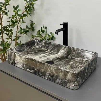 Умивальник (раковина) VBI TRIEST ANTHRACITE MARBLE накладний — Photo 3