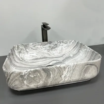 Умивальник (раковина) VBI PALERMO GREY ONYX GLOSSY накладний — Photo 2