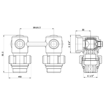 Кран кульовий SD Forte 3/4&quot;х1/2&quot; для радіатора нижній кутовий SF250W15 — Photo 1