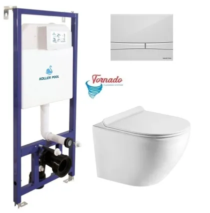 Інсталяція Koller Pool Dune 1200SL + Integro Cosmo White панель змиву + підвісний унітаз ROUND з сидінням Soft-close (змив Tornado 3.0)