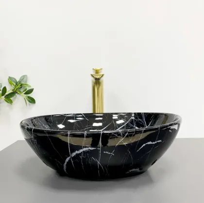 Умивальник (раковина) VBI PARMA BLACK STONE GLOSSY накладний — Photo 1