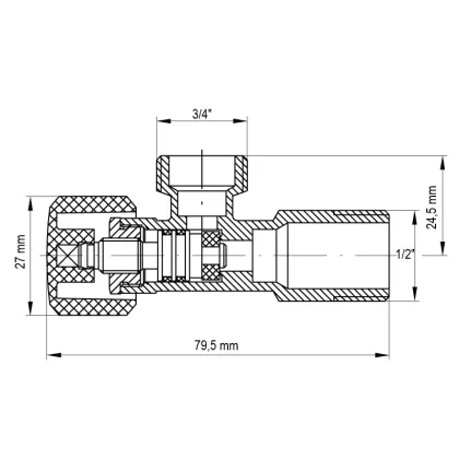 Кран для підключення сантехприладів KOER 1/2x3/4 (KR.510) (KR0145) — Photo 1