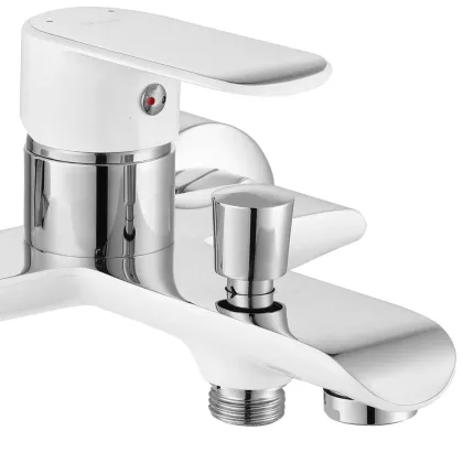 Змішувач для ванни та душу REA BLOOM WHITE CHROME настінний з виливом * — Photo 4