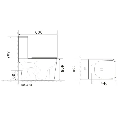 Чаша унітазу-компакту Mixxus Wave-0404-R Bowl 630х350х805 Rimless без сидіння (MI8362) — Photo 1
