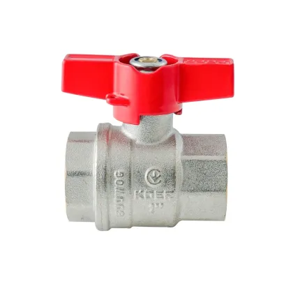 Кран кульовий ГГМ Koer Extreme KE.217-25 - 1" FF ручка "метелик" червона (KR5758) — Photo 2