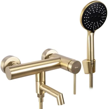Змішувач для ванни та душу REA FOSS BRUSHED GOLD настінний з виливом