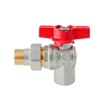 Кран з американкою кутовий Koer Extreme KE.228-15 - 1/2" ручка "метелик" червона (KR5763) — Photo 5