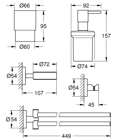 Набір аксесуарів 4 в 1 Grohe Essentials New (40846001) — Photo 1