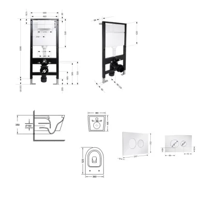 Готове рішення Qtap для ванної кімнати: підвісний унітаз Swan Ultra Quiet 520x360x320 + комплект інсталяції Standard (кругла клавіша Chrome) — Photo 1