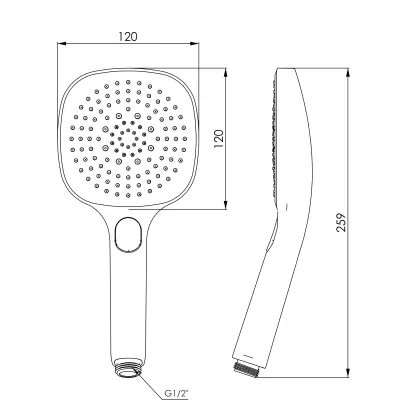 Душ ручний LSR-120GQ, 120 мм, 3 режими, кнопковий перемикач, хром — Photo 1