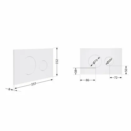 Клавіша змиву Qtap Standard 152x236x28 мм, White, кругла QTSTD164W49468 — Photo 1