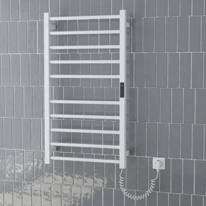 CAMPO електрична рушникосушарка R, 120W, 500*900мм, сталь 304, 10 перемичок (5-5) коло, стійки квадрат, таймер, термостат 70°С, blanco — Photo 3