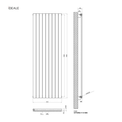 Радіатор дизайнерський Ideale Vittoria 11 9/1800/612 білий — Photo 2