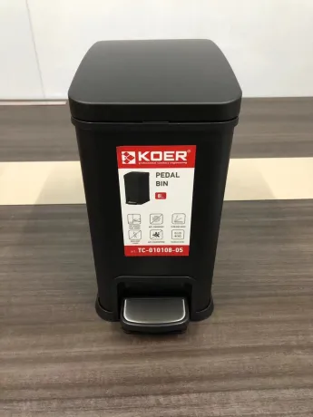 Відро для сміття з плавним закриттям прямокутне Koer TC-010108-05 8 л колір чорний (KR5593) — Photo 2