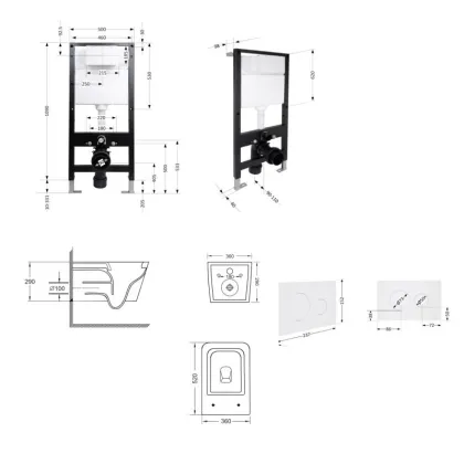 Готове рішення Qtap для ванної кімнати: підвісний унітаз Crow Ultra Quiet 520x360x290 + комплект інсталяції Standard (кругла клавіша White) — Photo 1