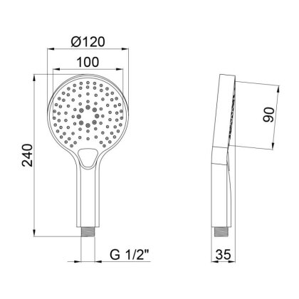 Лійка для ручного душу Qtap Rucni 120 мм округла QTRUCA115O3KCW Chrome — Photo 1