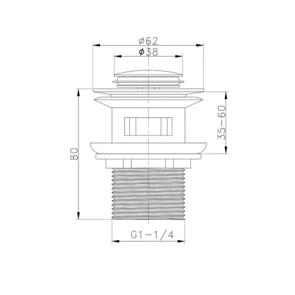 Донний клапан для раковини Koer PW-09-01 1 1/4'' з переливом автоматичний СLICK-СLACK (Колір хром) (KR5796) — Photo 6
