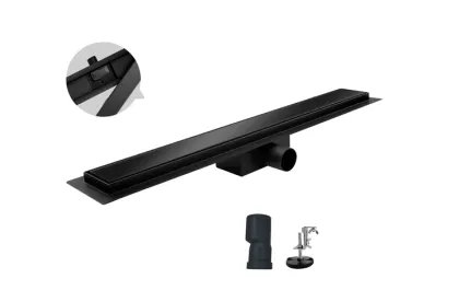Душовий трап із нержавіючої сталі Koer FD08-70x500-GLASS Black 70x500мм зі склян. панеллю (KR5139) — Photo 1