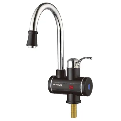 Водонагрівач 3 kW проточний, з індикатором температури, RESET, на мийку MIXXUS Electra 240-E BLACK (колір чорний) (MI2828)