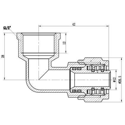 Кутник обтискний SD Forte 16х1/2&quot; ВР SF174W1615 — Photo 1