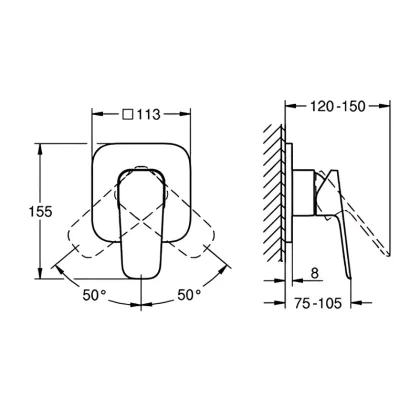 Змішувач одноважільний для душу Grohe Cubeo (1017752430) — Photo 1